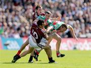 19 July 2009; Mayo's Keith Higgins, left, and David Heaney, tussle off the ball with Galway's Joe Bergin and Diarmuid Blake, no.6. GAA Football Connacht Senior Championship Final, Galway v Mayo, Pearse Stadium, Salthill, Galway. Picture credit: Diarmuid Greene / SPORTSFILE