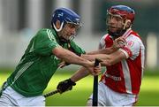 8 November 2015; Brian Carroll, Coolderry, is tackled by Shane Stapleton, Cuala. AIB Leinster GAA Senior Club Hurling Championship Quarter-Final, Coolderry v Cuala. O'Connor Park, Tullamore, Co. Offaly. Picture credit: Ramsey Cardy / SPORTSFILE