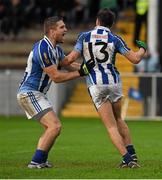 8 November 2015; Colm Basquel, Ballyboden St. Enda's, left, celebrates after scoring a second half goal with team-mate Conal Keaney. Enda's. AIB Leinster GAA Senior Club Football Championship Quarter-Final, St Patrick's v Ballyboden St. Enda's. County Grounds, Drogheda, Co. Louth. Picture credit: Ray McManus / SPORTSFILE