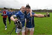 8 November 2015; St Loman's players Garrett Hickey and Shane Flynn celebrate after the game. AIB Leinster GAA Senior Club Football Championship Quarter-Final, Rathnew v St Loman's. County Grounds, Aughrim, Co. Wicklow. Picture credit: Matt Browne / SPORTSFILE