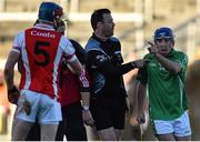 8 November 2015; Brian Carroll, Coolderry, after being shown a red card by referee David Hughes. AIB Leinster GAA Senior Club Hurling Championship Quarter-Final, Coolderry v Cuala. O'Connor Park, Tullamore, Co. Offaly. Picture credit: Ramsey Cardy / SPORTSFILE