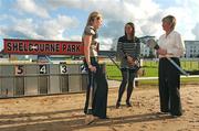 28 July 2009; President of the Camogie Association Joan O'Flynn, Eimear Brannigan, Dublin, left, and Mary Leacey, Wexford, centre, at the launch of the Camogie Association’s benefit night which will be held in Shelbourne Park on the eve of the All Ireland hurling final on September 5th. Shelbourne Park Greyhound Stadium, Dublin. Picture credit: Pat Murphy / SPORTSFILE