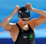 29 July 2009; Ireland's Aisling Cooney, from Sandymount, Dublin, adjust her goggles ahead of Heat 10 of the Women's 50m Backstroke. Cooney finished her heat in a time of 29.69. FINA World Swimming Championships Rome 2009, Foro Italico, Rome, Italy. Picture credit: Brian Lawless / SPORTSFILE
