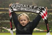 8 November 2015; A young Dundalk FC supporter after the game. Irish Daily Mail Cup Final, Dundalk FC v Cork City FC. Aviva Stadium, Lansdowne Road, Dublin. Picture credit: Eóin Noonan / SPORTSFILE