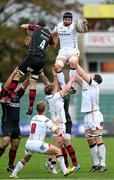 8 November 2015; Dan Tuohy, Ulster, wins possession in a lineout. Guinness PRO12, Round 7, Newport Gwent Dragons v Ulster. Rodney Parade, Newport, Wales. Picture credit: Huw Evans / SPORTSFILE