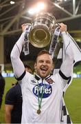 8 November 2015; Paddy Barrett, Dundalk FC, celebrates with the cup after the game. Irish Daily Mail Cup Final, Dundalk FC v Cork City FC. Aviva Stadium, Lansdowne Road, Dublin. Photo by Sportsfile