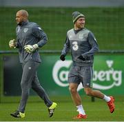 9 November 2015; Republic of Ireland 's Jeff Henderick and Darron Randolph during squad training. Republic of Ireland Squad Training, National Sports Campus, Abbotstown, Co. Dublin. Picture credit: David Maher / SPORTSFILE