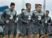 9 November 2015; Republic of Ireland players from left, Stephen Ward, Darron Gibson and Seamus Coleman during squad training. Republic of Ireland Squad Training, National Sports Campus, Abbotstown, Co. Dublin. Picture credit: David Maher / SPORTSFILE