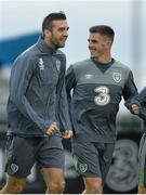 9 November 2015; Republic of Ireland 's Shane Duffy, left, and Ciaran Clark during squad training. Republic of Ireland Squad Training, National Sports Campus, Abbotstown, Co. Dublin. Picture credit: David Maher / SPORTSFILE
