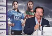 1 June 2016; Marty Morrissey speaks at the Lidl Ladies Teams of the League Award Night. The Lidl Teams of the League were presented at Croke Park with 60 players recognised for their performances throughout the 2016 Lidl National Football League Campaign. The 4 teams were selected by opposition managers who selected the best players in their position with the players receiving the most votes being selected in their position. Croke Park, Dublin. Photo by Cody Glenn/Sportsfile