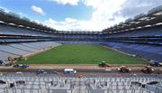 30 July 2009; The scene, from Hill 16, in Croke Park as work continues on the new sod ahead of this weekend's GAA Football All-Ireland Championship Quarter Finals. Croke Park, Dublin. Picture credit: Brendan Moran / SPORTSFILE