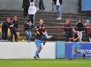 31 July 2009; Drogheda United's James Chambers celebrates after scoring his side's first goal with team-mate Robert Clarke, left. League of Ireland Premier Division, Drogheda United v Bohemians, United Park, Drogheda, Co. Louth. Picture credit: David Maher / SPORTSFILE