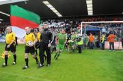 31 July 2009; The Cork City and Bray Wanderers teams make their way onto the pitch before the game. League of Ireland Premier Division, Cork City v Bray Wanderers, Turners Cross, Cork. Picture credit: Brendan Moran / SPORTSFILE