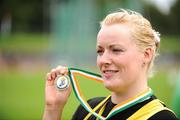 1 August 2009; Eileen O'Keeffe, Kilkenny City Harriers A.C., after winning the Women's Hammer Final. Woodie's DIY / AAI National Senior Track & Field Championships - Saturday. Morton Stadium, Santry, Dublin. Picture credit: Stephen McCarthy / SPORTSFILE