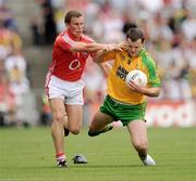 2 August 2009; Michael Murphy, Donegal, in action against Michael Shields, Cork. GAA Football All-Ireland Senior Championship Quarter-Final, Cork v Donegal, Croke Park, Dublin. Picture credit: Ray McManus / SPORTSFILE