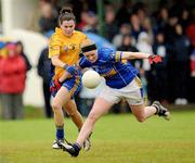 31 July 2009; Kelly Hackett, Tipperary, in action against Sinead Kelly, Roscommon. All-Ireland Minor B Championship Final, Tipperary v Roscommon, Ferbane GAA Club, Ferbane, Co. Offaly. Picture credit: Matt Browne / SPORTSFILE