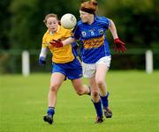 31 July 2009; Eimear Myles, Tipperary, in action against Anna McCormack, Roscommon. All-Ireland Minor B Championship Final, Tipperary v Roscommon, Ferbane GAA Club, Ferbane, Co. Offaly. Picture credit: Matt Browne / SPORTSFILE
