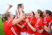 2 August 2009; Cork captain Maureen O'Sullivan surrounded by team-mates after the match. All-Ireland Minor A Championship Final, Cork v Mayo, Wolfe Tones GAA Club, Shannon, Co. Clare. Picture credit: Kieran Clancy / SPORTSFILE