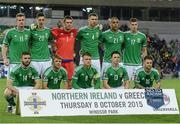 8 October 2015; The Northern Ireland team. UEFA EURO 2016 Championship Qualifier, Group F, Northern Ireland v Greece. Windsor Park, Belfast. Picture credit: Oliver McVeigh / SPORTSFILE