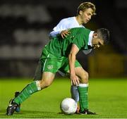 13 November 2015; Euan Mulhern, Republic of Ireland, in action against Jan Repas, Slovenia. UEFA U19 Championships Qualifying Round, Group 1, Republic of Ireland v Slovenia. Eamonn Deasy Park, Galway. Picture credit: Matt Browne / SPORTSFILE
