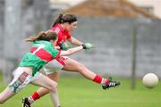 2 August 2009; Orlagh Farmer, Cork, in action against Grace Kelly, Mayo. All-Ireland Minor A Championship Final, Cork v Mayo, Wolfe Tones GAA Club, Shannon, Co. Clare. Picture credit: Kieran Clancy / SPORTSFILE