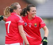2 August 2009; Cork captain Maureen O'Sullivan, left, and Sinead O'Neill, Cork, celebrate after victory over Mayo. All-Ireland Minor A Championship Final, Cork v Mayo, Wolfe Tones GAA Club, Shannon, Co. Clare. Picture credit: Kieran Clancy / SPORTSFILE