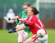 2 August 2009; Sinead Cafferky, Mayo, in action against Aoife O'Driscoll, Cork. All-Ireland Minor A Championship Final, Cork v Mayo, Wolfe Tones GAA Club, Shannon, Co. Clare. Picture credit: Kieran Clancy / SPORTSFILE
