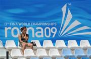 26 July 2009; A swim fan feels the heat during the morning session. FINA World Swimming Championships Rome 2009, Foro Italico, Rome, Italy. Picture credit: Brian Lawless / SPORTSFILE