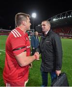 14 November 2015; Munster captain CJ Stander exchanges a handshake with former Munster player Alan Quinlan after the game. European Rugby Champions Cup, Pool 4, Round 1, Munster v Benetton Treviso. Thomond Park, Limerick. Picture credit: Diarmuid Greene / SPORTSFILE