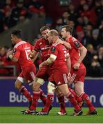 14 November 2015; Munster captain CJ Stander with team-mate BJ Botha after Duncan Casey scored their third try. European Rugby Champions Cup, Pool 4, Round 1, Munster v Benetton Treviso. Thomond Park, Limerick. Picture credit: Diarmuid Greene / SPORTSFILE