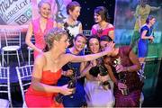 14 November 2015; Kerry All Star award winner Aislinn Desmond, front right, attempts to sneak into the Cork winners photo, with Cork players, clockwise, from left, Valerie Mulcahy, Very Foley, Rena Buckley, Marie Ambrose, Geraldine O'Flynn, and Briege Corkery. 2015 LGFA TG4 Ladies Football Allstar Awards, CityWest Hotel, Saggart, Co. Dublin. Picture credit: Brendan Moran / SPORTSFILE