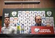 15 November 2015; Republic of Ireland manager Martin O'Neill with Ciaran Clark, during a press conference. National Sports Campus, Abbotstown, Co. Dublin. Picture credit: David Maher / SPORTSFILE