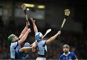 15 November 2015; Ronan Lynch, left, and Kieran Breen, Na Piarsaigh, in action against Pa Bourke, Thurles Sarsfields. AIB Munster GAA Senior Club Hurling Championship, Semi-Final, Na Piarsaigh v Thurles Sarsfields. Gaelic Grounds, Limerick. Picture credit: Diarmuid Greene / SPORTSFILE
