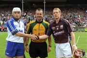 26 July 2009; Referee Diarmuid Kirwan, Cork, with Galway captain Ollie Canning and Waterford captain Stephen Molumphy. GAA All-Ireland Senior Hurling Championship Quarter-Final, Galway v Waterford, Semple Stadium, Thurles, Co. Tipperary. Picture credit: Ray McManus / SPORTSFILE