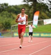 1 August 2009; Stephen Colvert, Crusaders A.C., on his way to winning Semi-Final 2 of the Men's 200m, in a time of 22.33. Woodie's DIY / AAI National Senior Track & Field Championships - Saturday. Morton Stadium, Santry, Dublin. Picture credit: Stephen McCarthy / SPORTSFILE