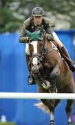 6 August 2009; Cashla Bay, with Captain Shane Careyl up, jumps the ninth fence during the International Speed Derby. Fáilte Ireland Dublin Horse Show 2009, RDS, Ballsbridge, Dublin. Picture credit: Matt Browne / SPORTSFILE