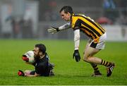 15 November 2015; Conor Laverty, Kilcoo, in action against Paul Hughes, Crossmaglen Rangers. AIB Ulster GAA Senior Club Football Championship, Semi-Final, Kilcoo v Crossmaglen Rangers. Páirc Esler, Newry, Co. Down. Picture credit: Oliver McVeigh / SPORTSFILE