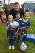 15 November 2015; Leinster matchday mascots Holly and Jenna Colgan, from Foxrock, Dublin and Conal O'Driscoll, from Sandyford, Dublin, with Brian O'Driscoll before the European Rugby Champions Cup, Pool 5, Round 1, clash between Leinster and Wasps at the RDS, Ballsbridge, Dublin. Picture credit: Brendan Moran / SPORTSFILE
