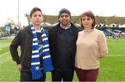 15 November 2015; Yvette O'Beirne, Leinster Rugby PRO of the Month, of Arklow RFC, Co. Wicklow, and her son Mathew, with Leinster's Isa Nacewa at the European Rugby Champions Cup, Pool 5, Round 1, clash between Leinster and Wasps at the RDS, Ballsbridge, Dublin. Picture credit: Brendan Moran / SPORTSFILE