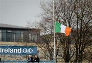 15 November 2015; An Irish tricolour flies at half-mast for the recent tragic events in Paris and the current period of national mourning in France. European Rugby Champions Cup, Pool 5, Round 1, Leinster v Wasps. RDS, Ballsbridge, Dublin. Picture credit: Brendan Moran / SPORTSFILE