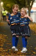 15 November 2015; Match mascots Jenna and Holly Colgan, from Foxrock, Dublin. European Rugby Champions Cup, Pool 5, Round 1, Leinster v Wasps. RDS, Ballsbridge, Dublin. Picture credit: Ramsey Cardy / SPORTSFILE