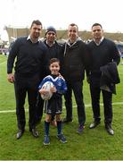 15 November 2015; Leinster matchday mascot Conall O'Driscoll, from Sandyford, Dublin, with Rob Kearney, Isa Nacewa and Ben Te'o before the European Rugby Champions Cup, Pool 5, Round 1, clash between Leinster and Wasps at the RDS, Ballsbridge, Dublin. Picture credit: Brendan Moran / SPORTSFILE