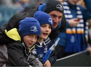 15 November 2015; Leinster supporters Sam Myler with James and Jim Hogan ahead of the game. European Rugby Champions Cup, Pool 5, Round 1, Leinster v Wasps. RDS, Ballsbridge, Dublin. Picture credit: Stephen McCarthy / SPORTSFILE