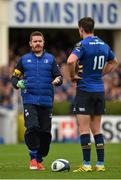 15 November 2015; Leinster operations manager Ronan O'Donnell with Jonathan Sexton. European Rugby Champions Cup, Pool 5, Round 1, Leinster v Wasps. RDS, Ballsbridge, Dublin. Picture credit: Stephen McCarthy / SPORTSFILE