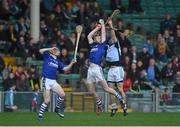 15 November 2015; Denis Maher and  Lar Corbett, Thurles Sarsfields, in action against Cathal King, Na Piarsaigh. AIB Munster GAA Senior Club Hurling Championship, Semi-Final, Na Piarsaigh v Thurles Sarsfields. Gaelic Grounds, Limerick. Picture credit: Diarmuid Greene / SPORTSFILE