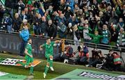 16 November 2015; Jonathan Walters, 14, Republic of Ireland, celebrates after scoring his side's first goal from a penalty with team-mate Daryl Murphy. UEFA EURO 2016 Championship Qualifier, Play-off, 2nd Leg, Republic of Ireland v Bosnia and Herzegovina. Aviva Stadium, Lansdowne Road, Dublin. Picture credit: Brendan Moran / SPORTSFILE