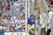 9 August 2009; Meath goalkeeper Paddy O'Rourke just keeps the ball from going over the goal line during the first half. GAA Football All-Ireland Senior Championship Quarter-Final, Meath v Mayo, Croke Park, Dublin. Picture credit: David Maher / SPORTSFILE