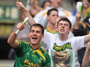 9 August 2009; A  Meath supporter celebrates at the end of the game. GAA Football All-Ireland Senior Championship Quarter-Final, Meath v Mayo, Croke Park, Dublin. Picture credit: David Maher / SPORTSFILE