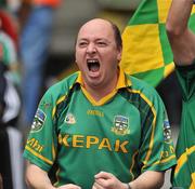 9 August 2009; A  Meath supporter celebrates at the end of the game. GAA Football All-Ireland Senior Championship Quarter-Final, Meath v Mayo, Croke Park, Dublin. Picture credit: David Maher / SPORTSFILE