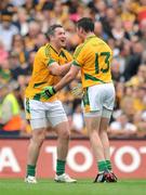 9 August 2009; Meath's Cian Ward, left, and David Bray celebrate at the end of the game. GAA Football All-Ireland Senior Championship Quarter-Final, Meath v Mayo, Croke Park, Dublin. Picture credit: David Maher / SPORTSFILE
